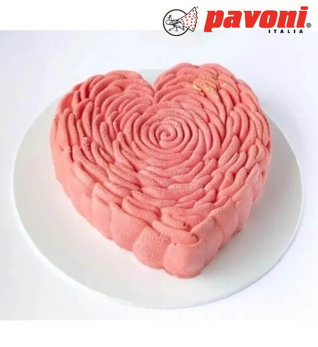 พิมพ์อบเค้กซิลิโคนหัวใจกุหลาบ PAVONI BW1085-086 ขนาด 1,000 มล. สีดำ